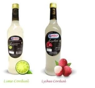 Botol lime cordial dan lychee cordial