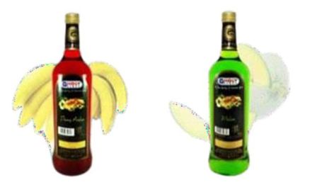 Botol sirup klasik merah dan hijau